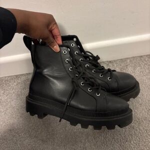 Sleek Black Combat Boots for Women